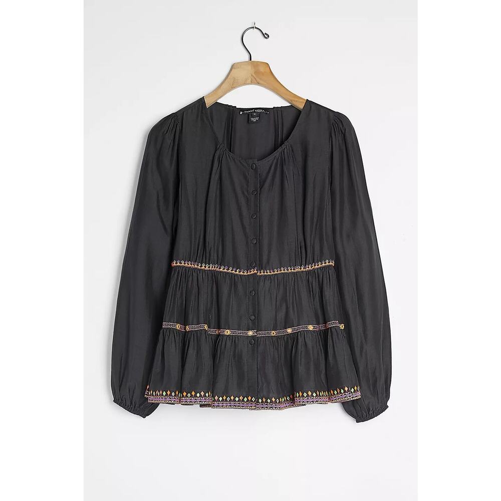 New Anthropologie Tatienne Babydoll Blouse by Tanvi Kedia Size XS Embroidered